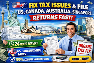 fix urgent tax filing issues canada australia singapore within 24 hours