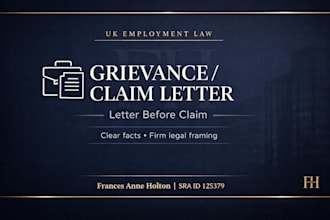 draft a uk solicitor letter for your employment grievance or claim