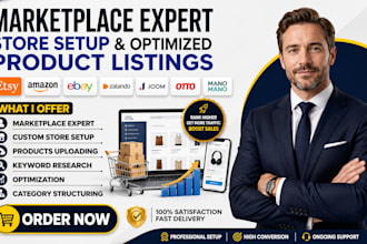setup etsy amazon ebay zalando joom otto manomano with seo products listings
