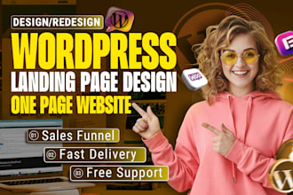 create wordpress landing page, wordpress one page website, sales funnel