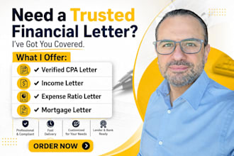 write verified CPA letter, income letter, expense ratio letter, mortgage letter