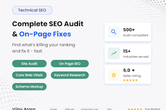 do technical SEO audit and fix on page issues