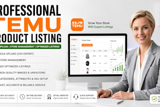 do temu product listing, bulk upload, and optimize temu store