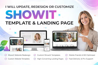 design redesign update showit customization template website showit landing page