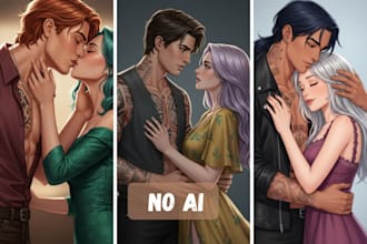 draw nsfw semi realistic couple art romance illustration character commissions