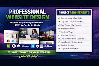 create shopify brizy webydo divhunt site123 carrd strikingly website design