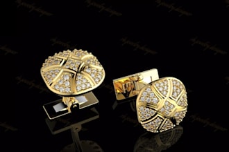 design cufflinks cad jewelry, 3d rendering for production, stl model for print