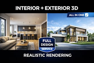 do interior and exterior 3d design and realistic architectural rendering