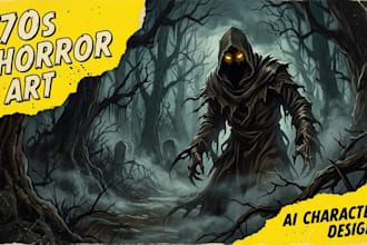 create 70s 80s horror and retro ai illustrations