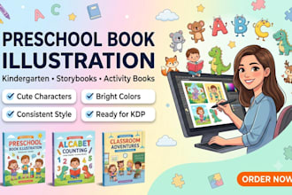 illustrate preschool and kindergarten childrens educational activity books