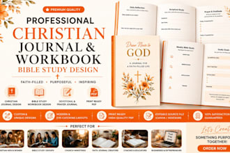 format design christian prayer journal, bible study workbook, devotional planner