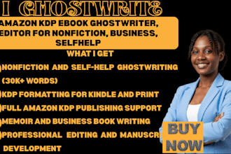 be your amazon KDP ebook ghostwriter, editor for nonfiction, business, selfhelp