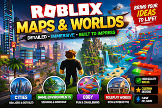 design detailed roblox maps, cities, obby, game environment and roleplay worlds
