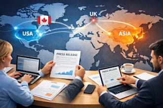 team PR writing and distribute to top site  asia USA UK canada by our team