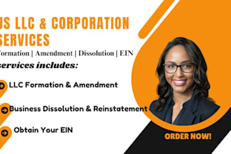 do US llc, corp formation, amendment, dissolution, reinstatement, and ein