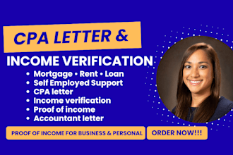 provide CPA signed CPA letter income verification proof of income for business