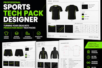design complete tech pack for active wear and sports