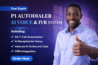 setup p1 autodialer, ai voice agent, IVR for inbound and outbound call center