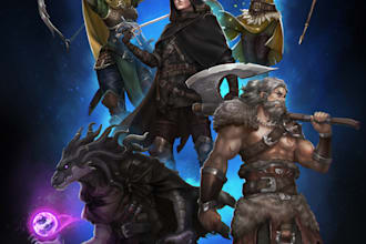 draw fantasy rpg character, dnd party illustration, pathfinder character art