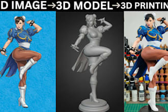 convert 2d image figurine to 3d model stl file for 3d printing design