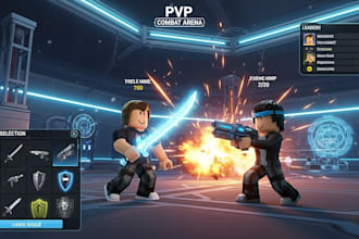 develop a professional roblox pvp combat game with weapons gui and leaderboard