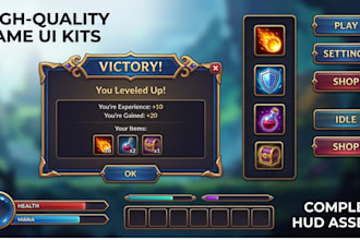 design professional 2d game UI kits and stylized hud assets, 2d game art