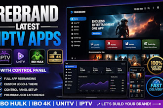 rebrand latest app, iptv, unitv, ibo hulk, ibo 4k with control panel