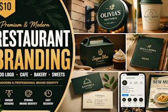 design restaurant branding, food logo, cafe, bakery, brand identity