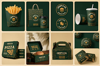 design restaurant branding, cafe logo, takeaway packaging, brand identity