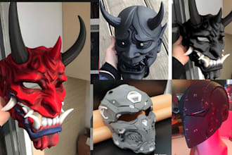 create 3d print and paint mask 3d helmet cosplay 3d mask model stl wearable mask