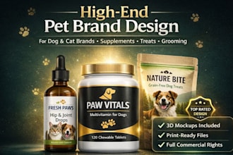design modern pet products label food packaging dog treat or pet bag label
