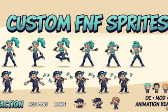 design and animate your oc sprite sheet for friday night funkin mod fnf