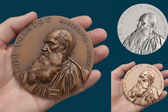 create 3d historical coin bas relief medallion model for cnc 3d printing