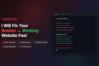 fix HTML CSS javascript bugs and website issues quickly