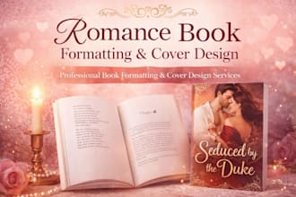 do romance book formatting and book cover design
