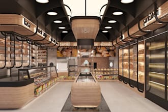 overhaul3d restaurant interior,bakery kitchen,cafe layout,bar design,retail shop