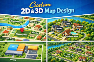 design 2d and 3d vector maps, site plans, property and plot maps