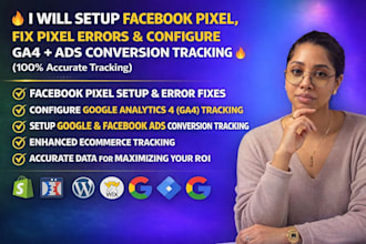 setup facebook pixel, fix pixel connection error and ga4 ads conversion tracking