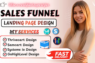 design thrivecart sales page, samcart sales funnel, leadpages, ghl sales funnel