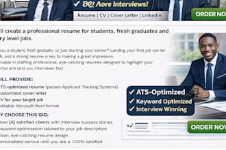 create a professional resume for students, fresh graduates, and entry level