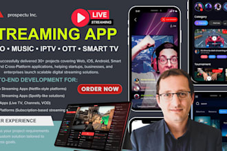 develop video music streaming app iptv app ott app smart tv app live streaming