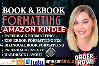 provide professional book formatting for amazon KDP and kindle, ebook formatting
