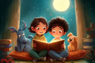 create children story book illustrations and cover