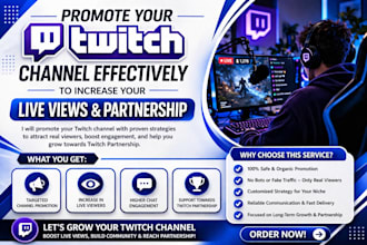 promote your twitch channel effectively to increase your live views partnership