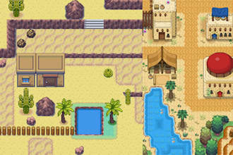 design 2d top down pixel art tileset rpg game map pixel background game asset