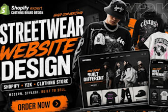 design streetwear website clothing brand store,y2k shopify store