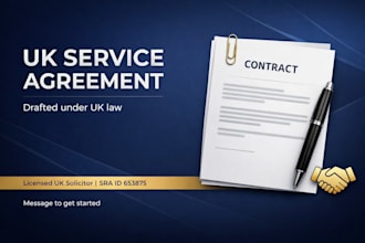draft a professional UK service agreement as a licensed UK solicitor
