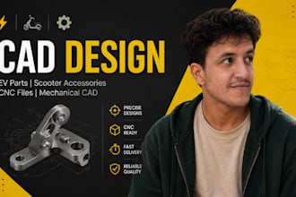 ev parts cad, electric scooter accessory, cnc machining files, mechanical cad