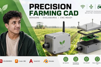 precision farming device cad, farm sensor enclosure iot cnc, mechanical engineer