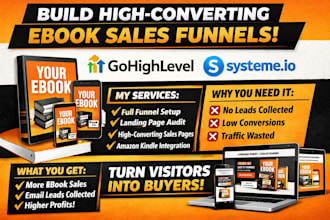 do ebook sales funnel, amazon kindle ebook landing page, gohighlevel systeme io